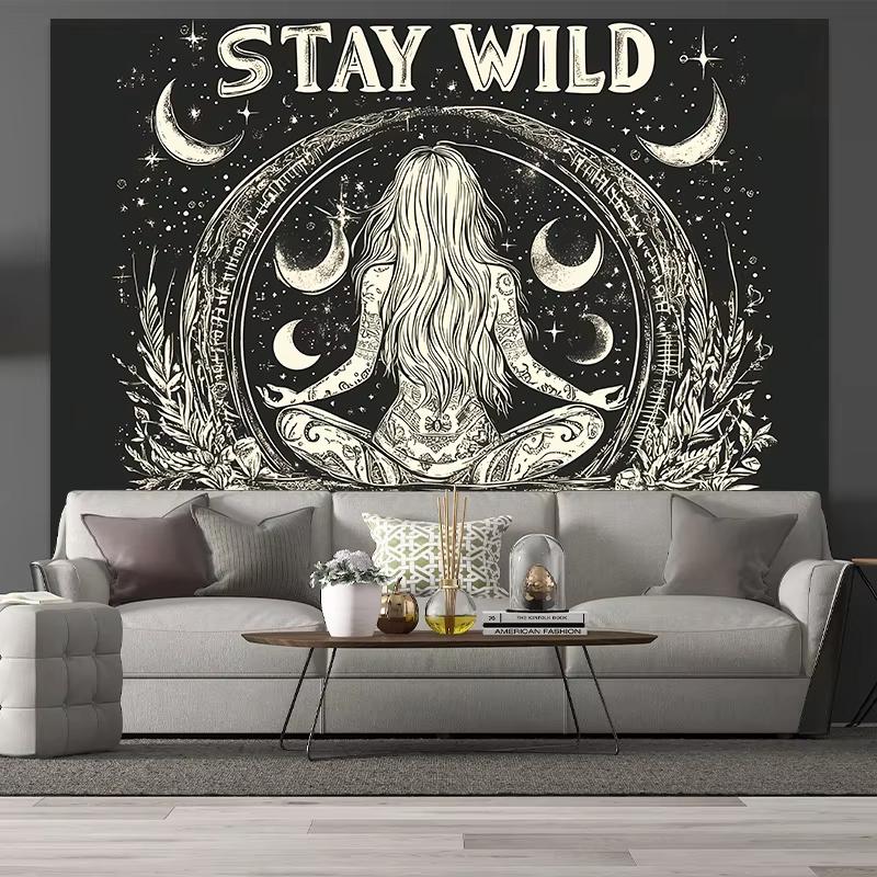 

Гобелен «Лунный Ребенок Темного Леса» Stay Wild Астрологическое Искусство для Спальни Йога-Студии Бохо-Дома Настенное Украшение 74x94cm(29x37in)