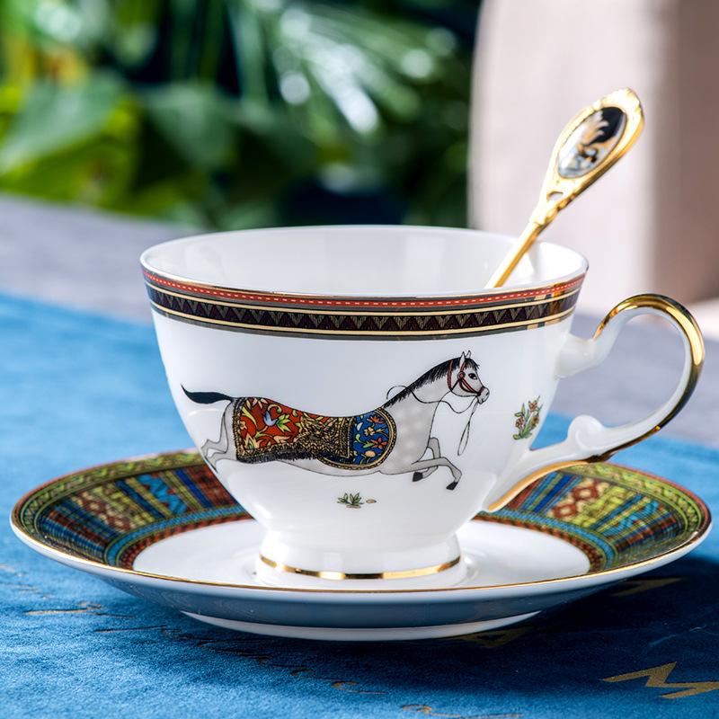 Ceramic Bone Porcelain Coffee Cup and Plate Set