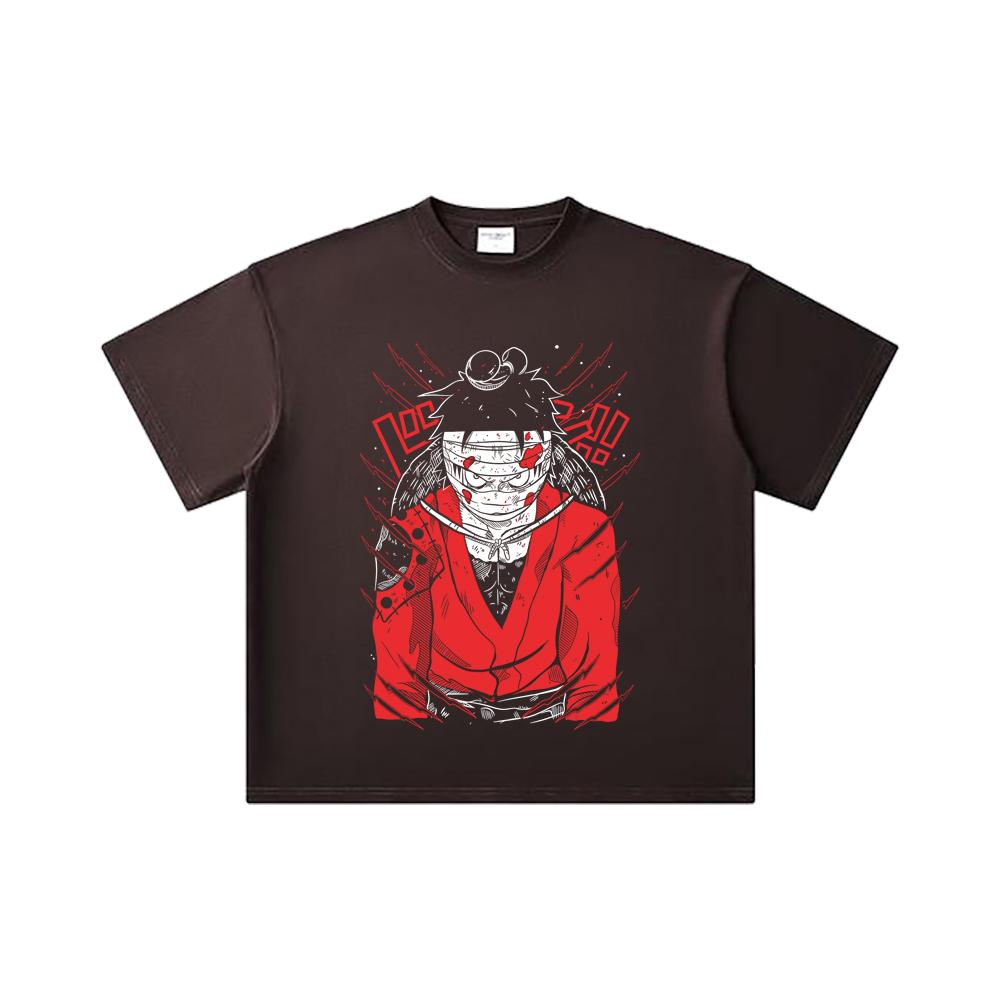 260 GSM Double Yarn 32 Count 100% Cotton One Piece V26 Luffy Wano Print Unisex Heavy Cotton T Shirt