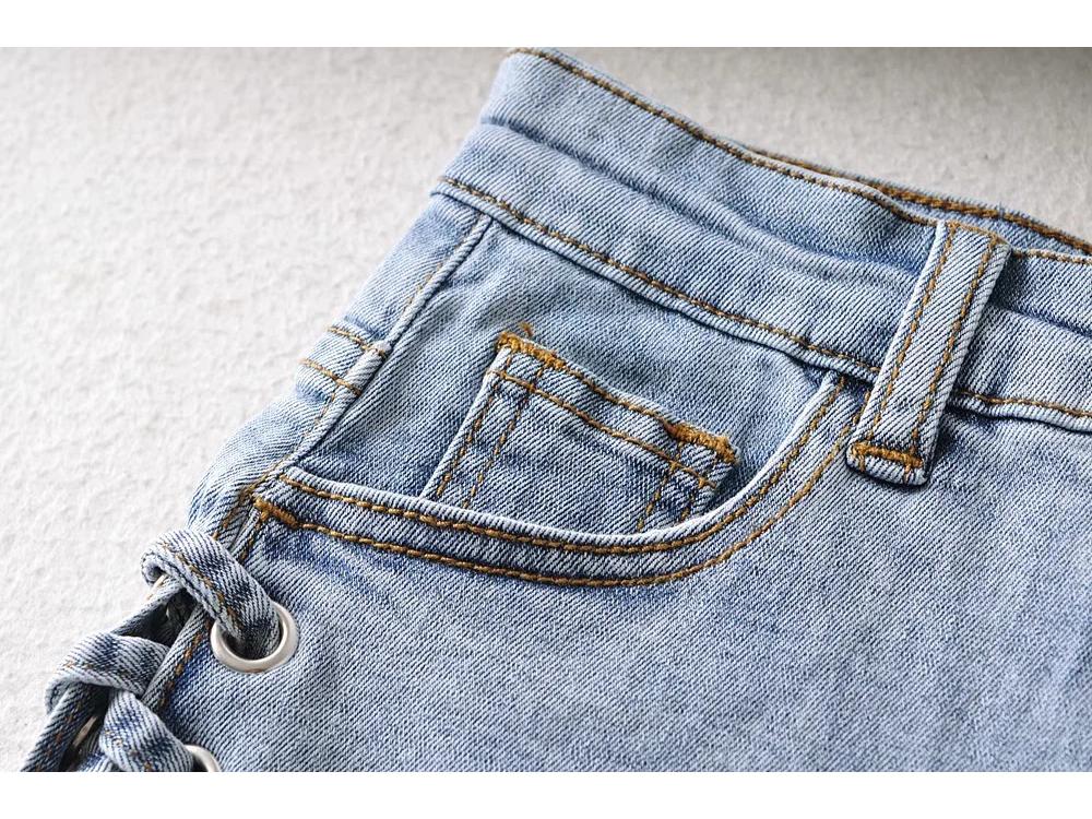 Europees-Amerikaans Pittig Meisje Zomer Uitgesneden Knoop-Up Denim Shorts - Slim Fit, Heup-Omhelzende Hotpants voor Vrouwen