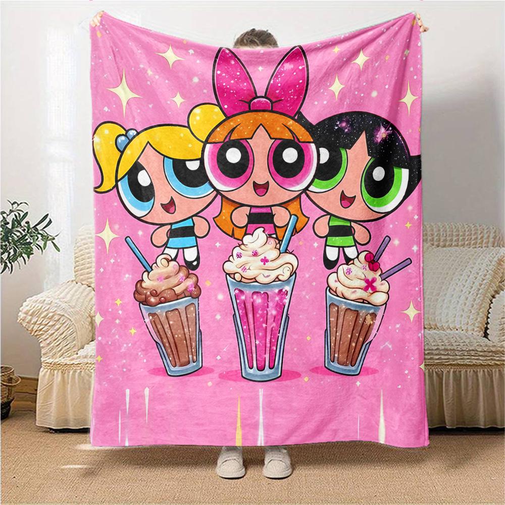 1Pc Powerpuff Girls Blanket For Couch Bed Plush Cozy Fuzzy Blanket Super Soft Warm Blankets For Fall And Winter 0918295