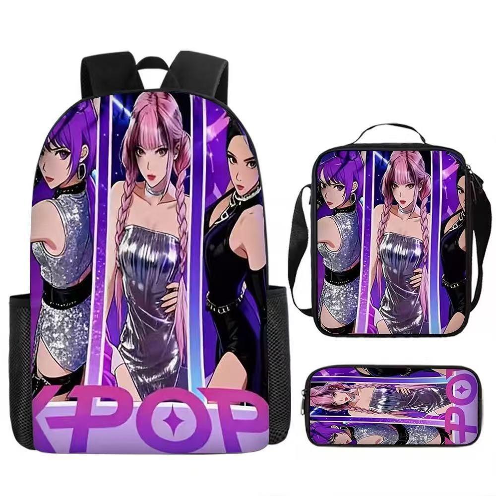 Kpop Hunter Witch Trio Set  Trendy School Bag Multipurpose Pencil Case Crossbody Bag Three-in-One Student Backpack
