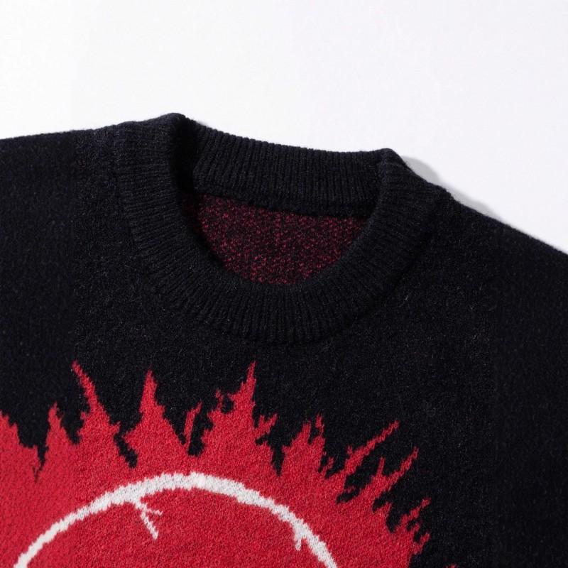Skull Graphic Knit Sweater Men Women Loose Fit Vintage Pullover Streetwear