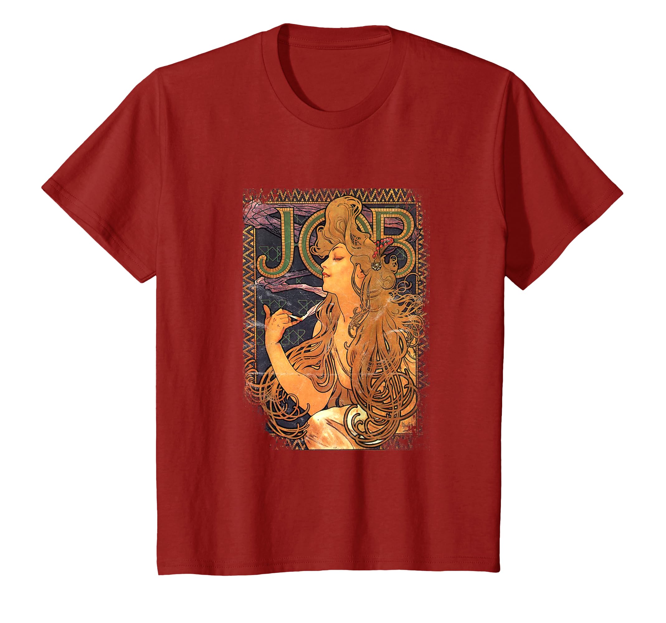 Vintage Art Nouveau Alphonse Mucha JOB Woman Illustration T-Shirt