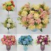 Heads 10 Artificial Hydrangea Fake Silk Flowers Bouquet Bunch Wedding Decor Home