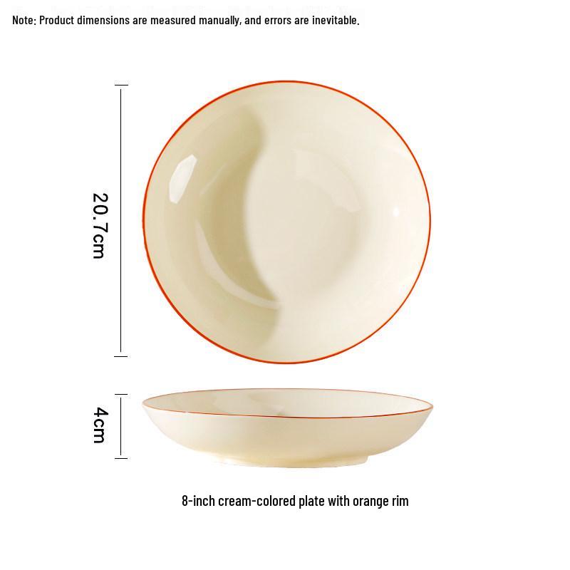Retro Cream Style Deep Soup Plate - 2025 Underglaze Breakfast & Rice Tableware.