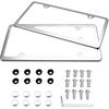 License Plate Frames, Indeed BUY 2 Pcs 4 Holes Slim Stainless Steel Polish Mirror License Plate Frame And Chrome Screw Caps