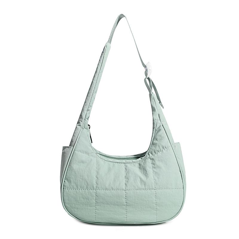 New nylon quilted shoulder bag adjustable shoulder strap fluffy underarm bag large capacity fluffy down tote bag