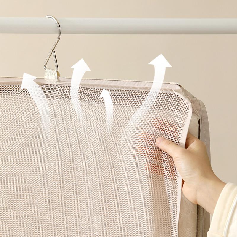 1pc Bed Sheet Storage Bag Blanket Cover Storage Mesh Bags Plush Pillow Cover Organizer Bag Wardrobe Hanging Storage Bags