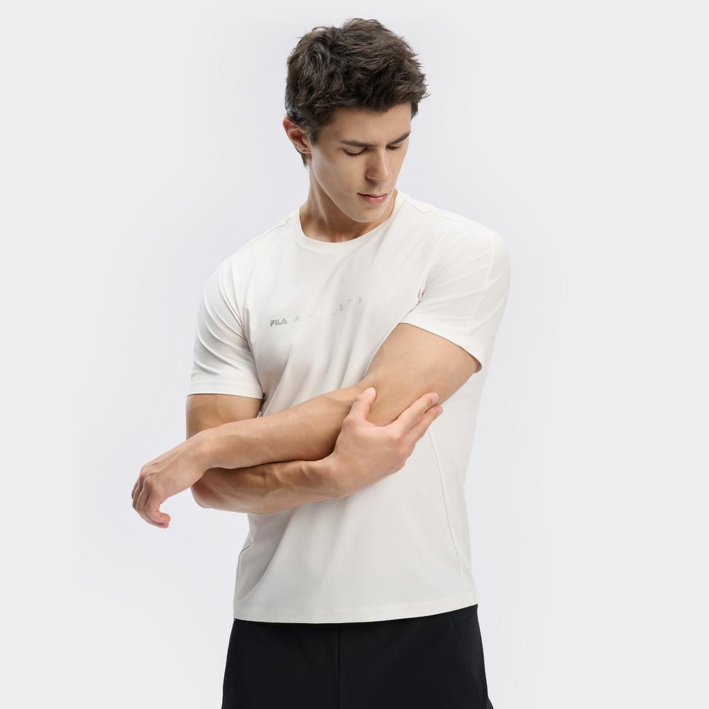 Fila Simple Solid Color Breathable Sports T-Shirt Men Tops Cloud-White A11M431126FWT