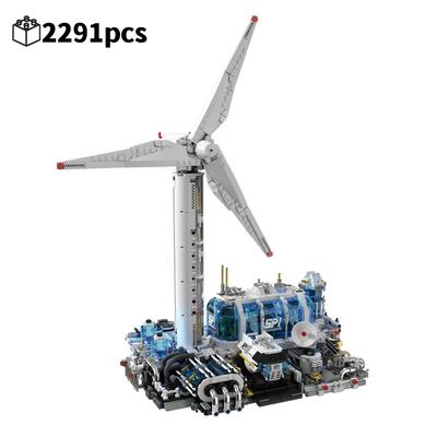 Set de Clădiri Tehnice pentru Stație Eoliană cu Model Iluminat Kit de Construcție pentru Copii Cadouri de Ziua de Naștere, Halloween, Crăciun