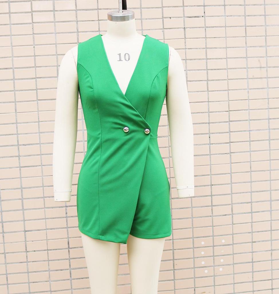 European & American Women's Sleeveless Slim Office Jumpsuit - Spring/Summer Fashion