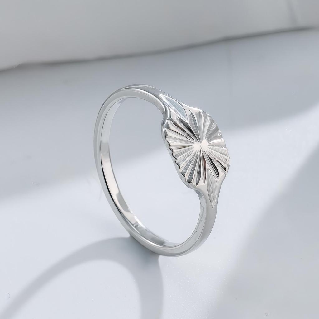 Chic Retro Radial Pattern Titanium Steel Ring - Elegant Light Luxury and Minimalist Style