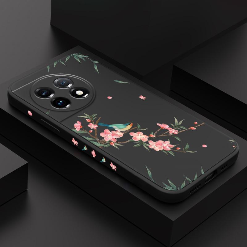 Falling Sakura Phone Case For Oneplus 13 13R 12 12R 11 11R 10 10R 10T 9R 9RT 9 8T 8 7 7T Pro 5G Liquid Silicone Cover