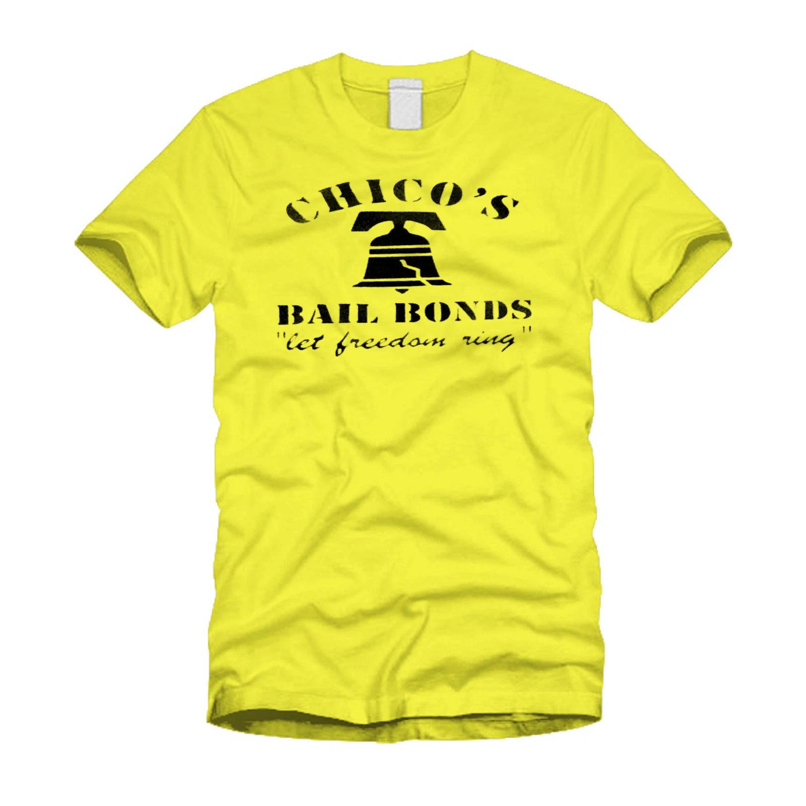 Chico s Bail Bonds- Retro Cool Funny Bad News Bears Parody Yellow T-Shirt L