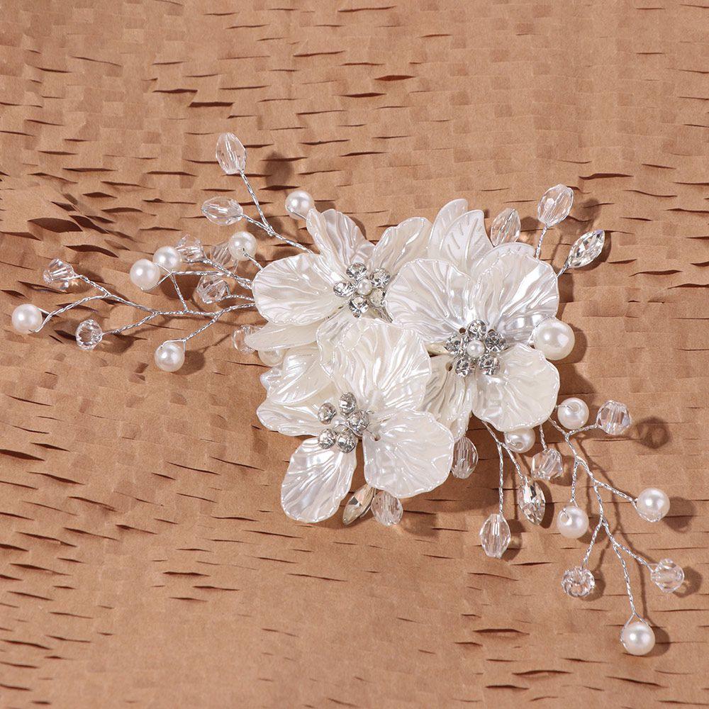 Crystal Pearl Flower Bride Headdress White Wedding Hairpin New Bridal Headwear  Hair Jewelry