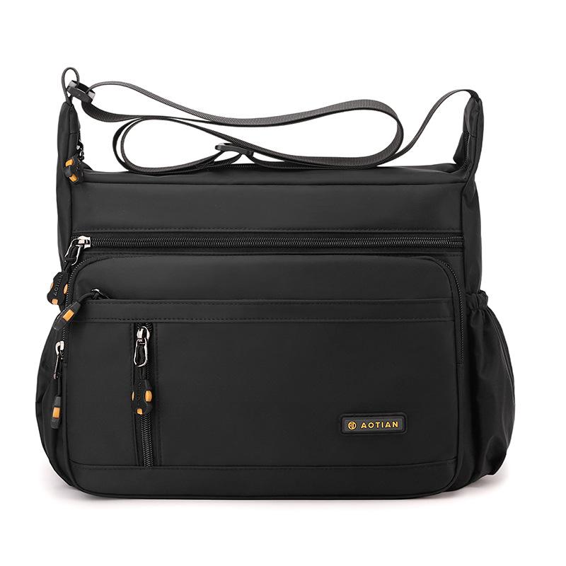 Многослойная уличная наплечная сумка, мужская сумка кроссбоди большой вместимости чёрный