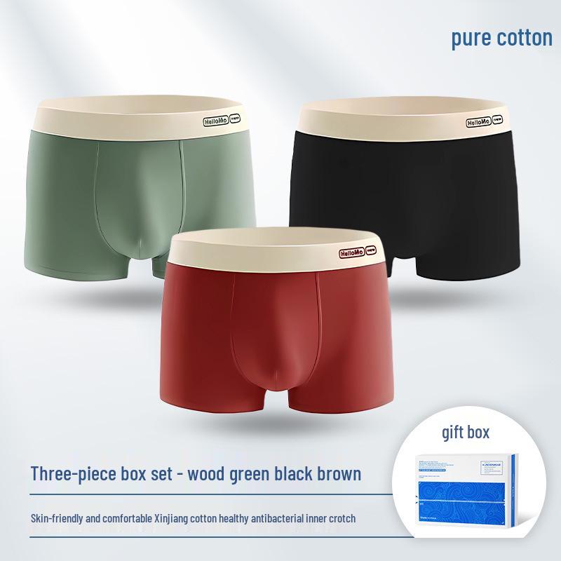 Men's 7A Antibacterial Pure Cotton Boxer Briefs - Breathable Sports Underwear for Teens and Adults