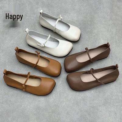 Women's Genuine Leather Handmade Flat Strap Shoes - Mori Style Spring/Summer Collection