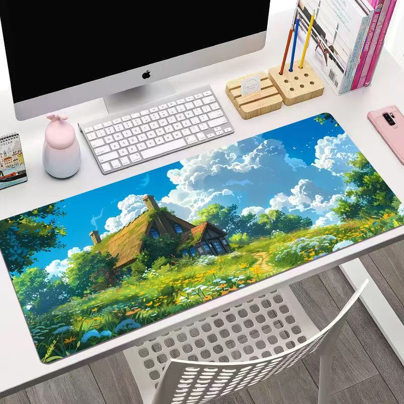 Anime Scenery Large Mouse Pad Desk Mat With Stitched Edge Nonslip Durable Gaming Mats Pc Accessories Keyboard Desk Pad Mauspad