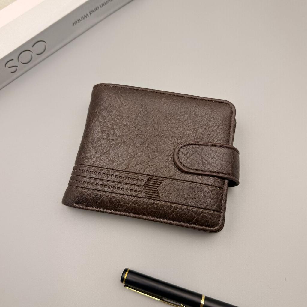Men's Slim Leather Wallet, Quality Zipper Purse with Coin Pocket, Male Business Casual Short Multi-Card Holder for Daily Use