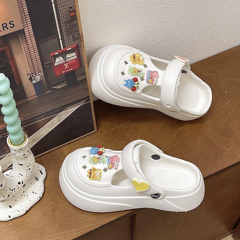 Fun Cute SpongeBob SquarePants Hole Shoes Women's Platform Cartoon Bag Head Cool Slippers Non-slip Nurse Beach Shoes