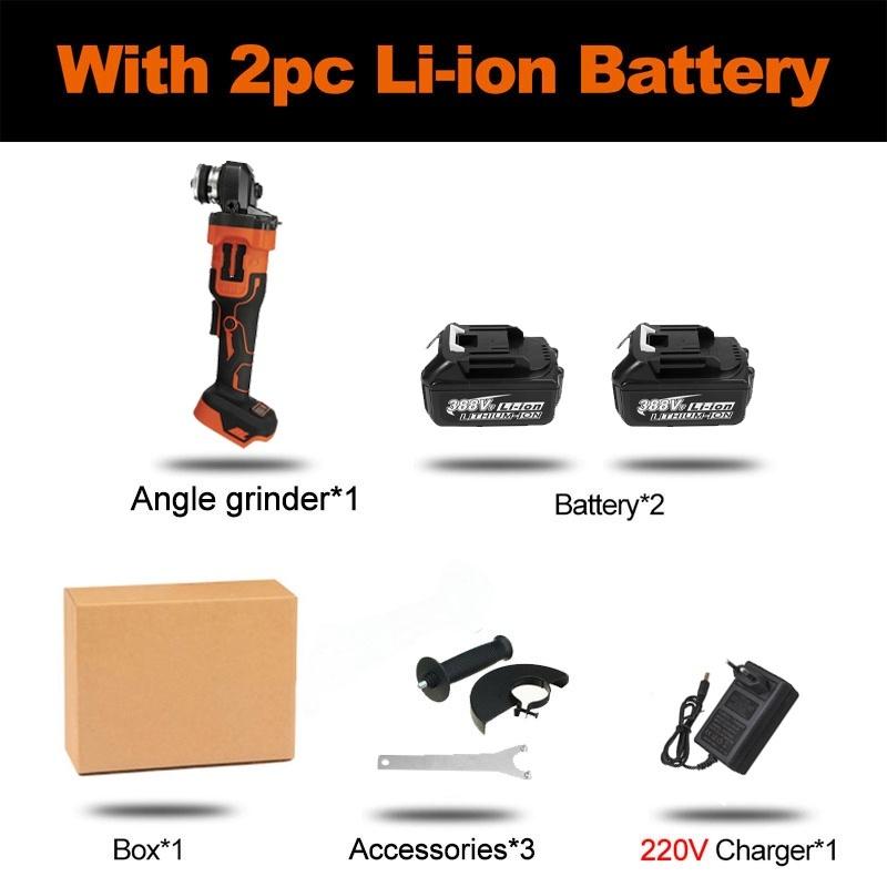 388VF 22900mah Brushless Cordless Angle Grinder Batteries Grinding Machine Cutting Electric Grinder Power Tool 1600W