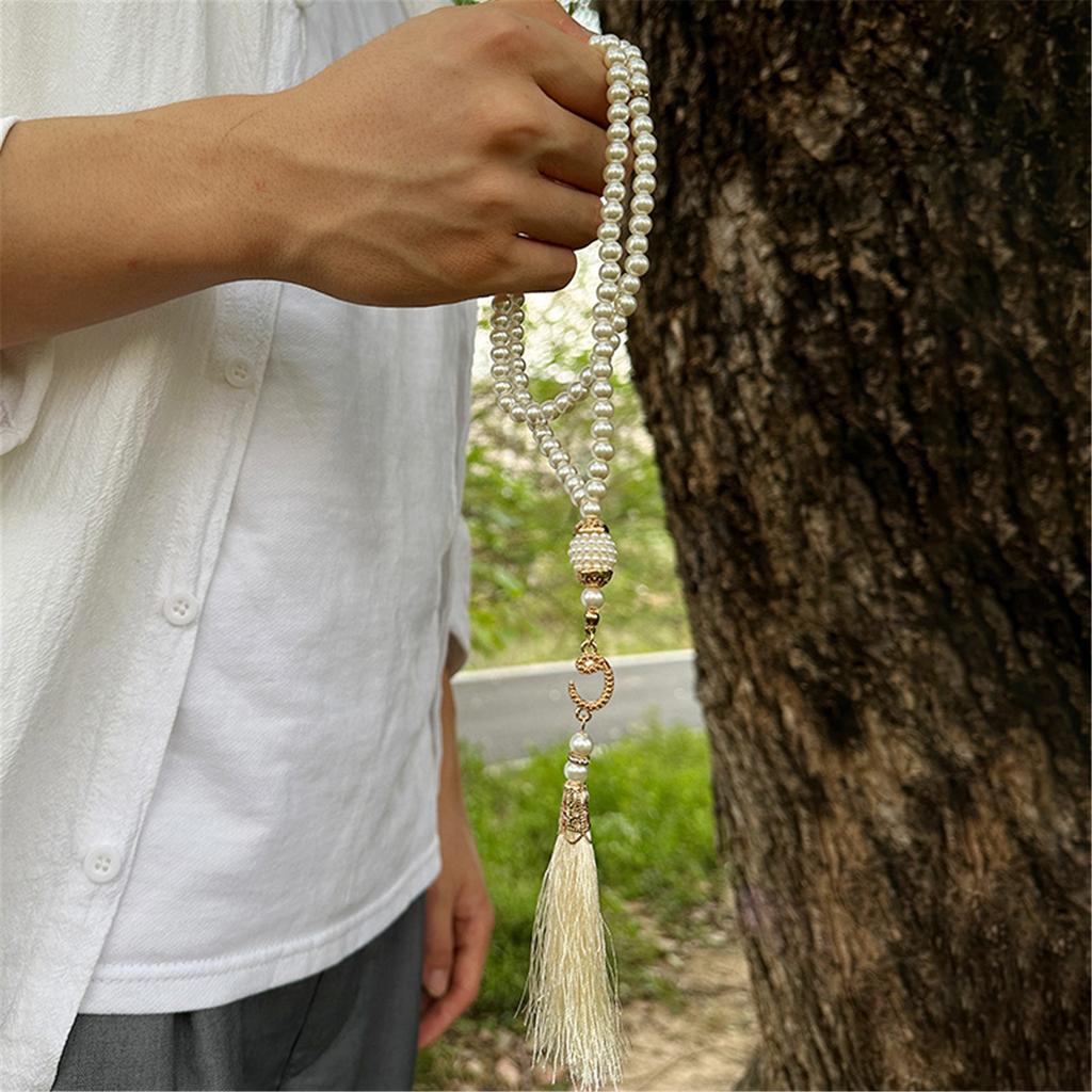 99 Beads Tasbih Beads Muslim Prayer Artificial Pearl Bead Smoothly Finish For Enhanced Religious Experience And Serenity