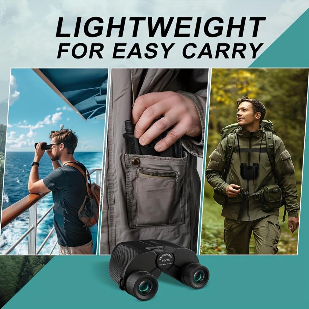 Binoculars 10X25 HD Mini Portable Telescope BAK4 FMC Coated Telescope Outdoor Bird Watching Hunting Travel Camping Sport Games