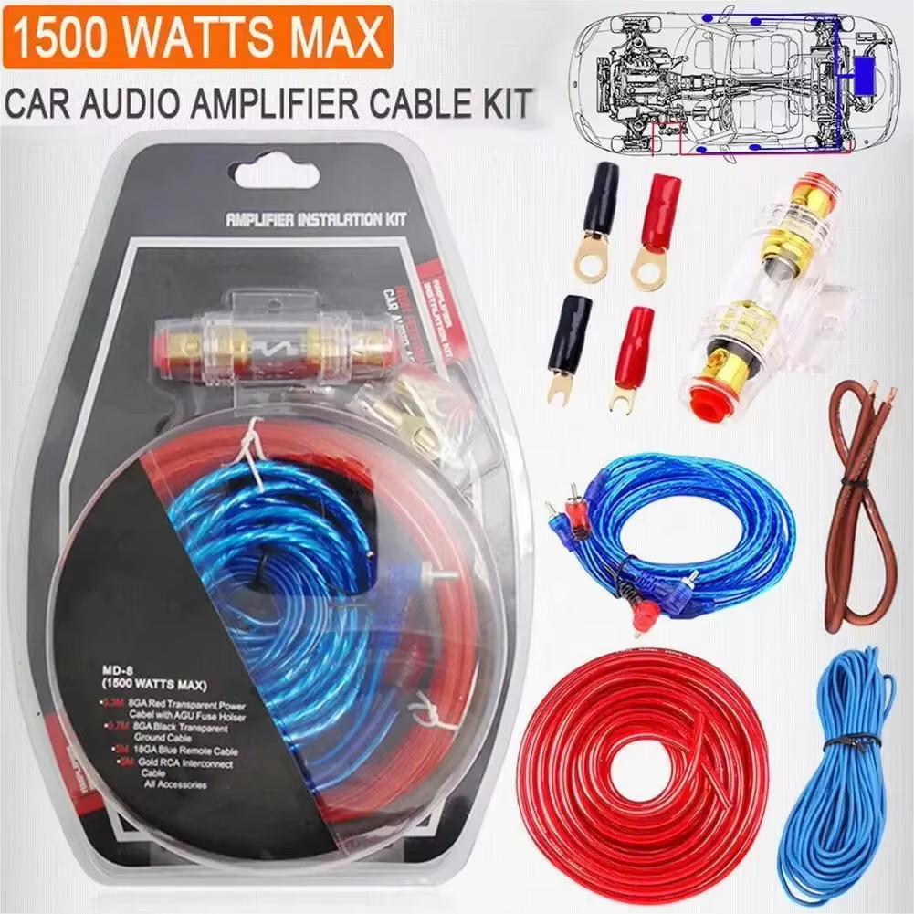1500W Audio Speakers Wiring Kit 18GA RCA Car Subwoofer Power Amplifier AMP Wiring Fuse Holder Cable Vehicle Modification Parts