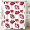 Pop Art Shower Curtain with Red Heart Print Bathroom Decor Customizable Size Waterproof Fabric for Home Decor