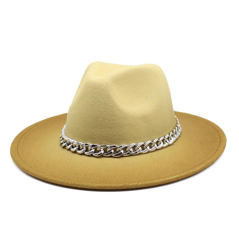 Color Matching Gradual Change Color Jazz Hat Women'S Woolen Top Hat Men'S And Women'S Hats Outdoor Sunshade Woolen Hat