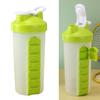 Portable Medicine Box Water Cup 7 Day Water Bottle With Medicine Holder for Sport Travel Green