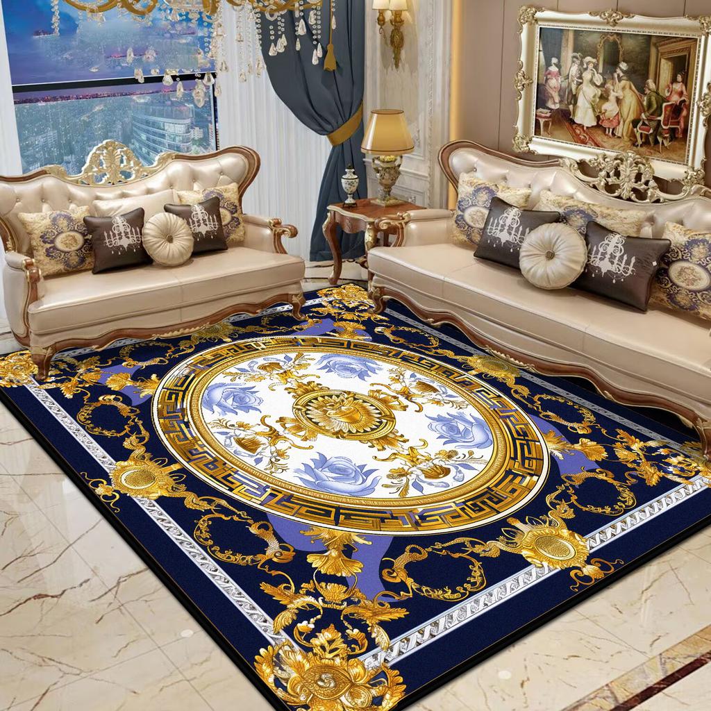 European Style Non-slip CARPET FOR LIVE ROOM Light Luxury Gold Large Rug Washable room decor European Tatami Mat Floor Mats