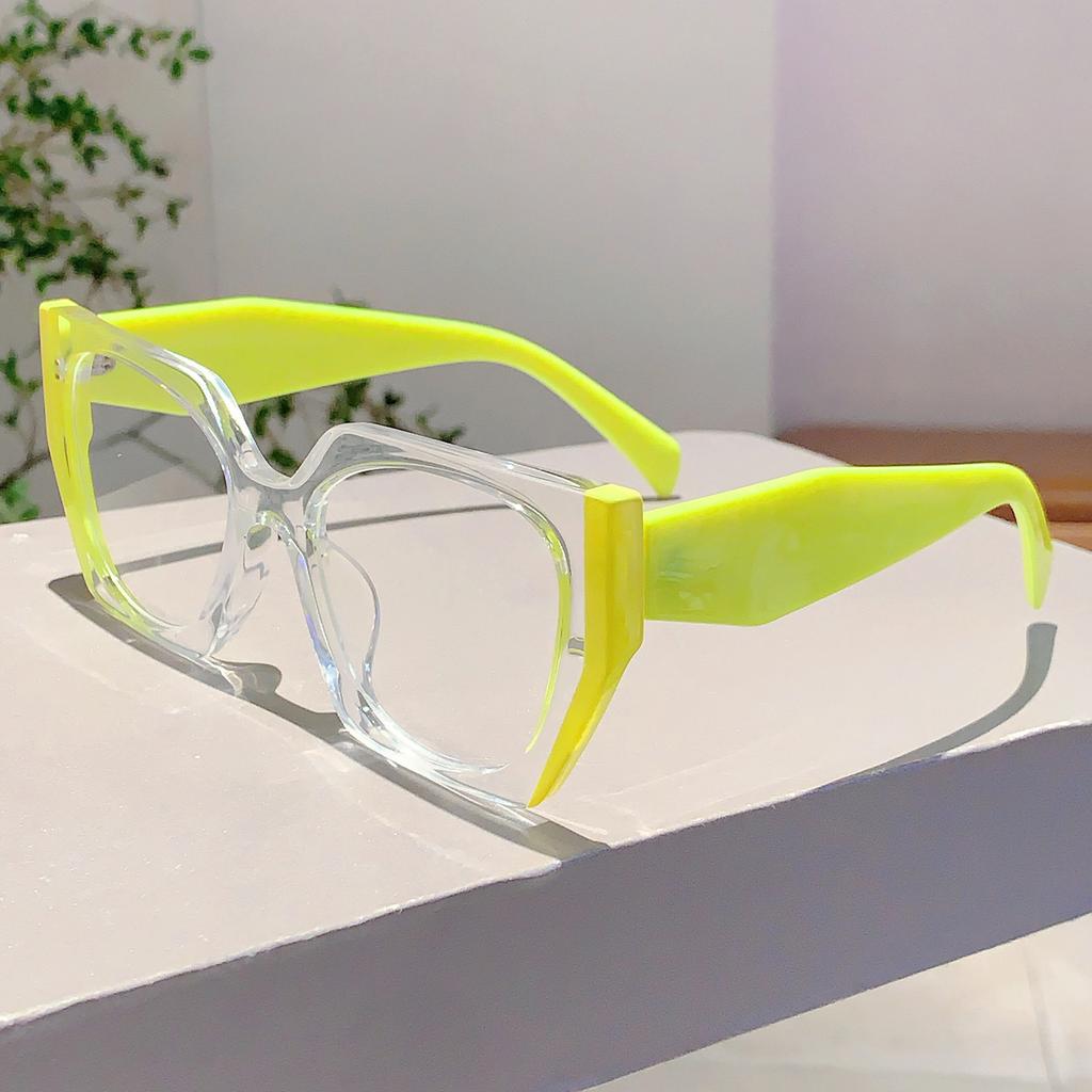 Women Square Decor Glasses Candy Color Blue Light Blocking Eyewear Trendy Brand Design Oversize Eyeglasses for Ladies