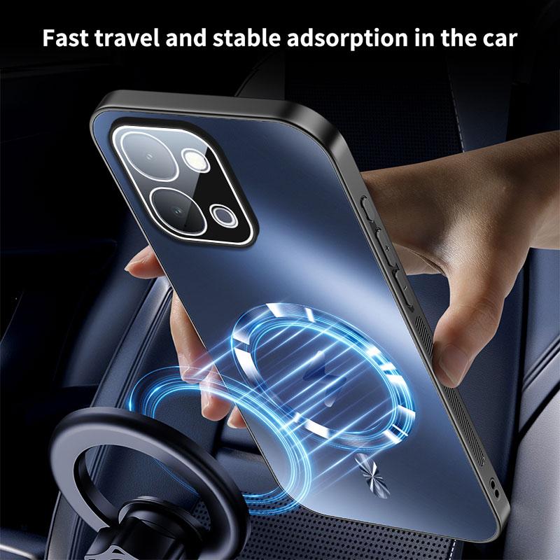 For OPPO A6 Pro Case Integrated Magnetic Light-absorbing Fashion Ice Image Frosted Surface Shock Absorption Box