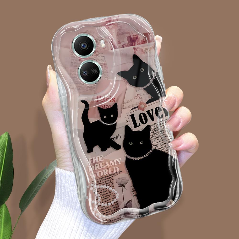 

Для Honor 90 Lite P30 Pro Infinix Hot 30 40 40i 40 Pro Smart 8 Pro Vivo V29e V30e милый чехол для защиты линз с изображением собаки и кошки, кремовая текстура, мягкий силиконовый чехол Infinix Hot 20