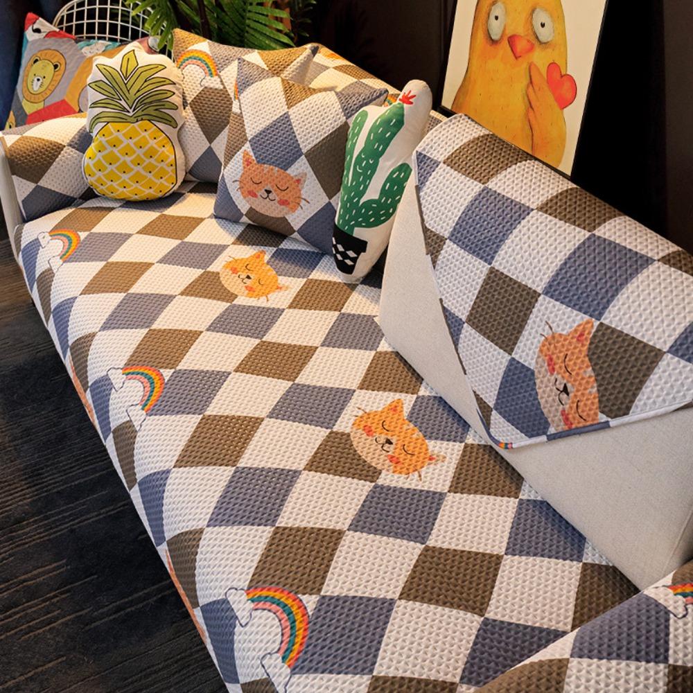 Minimalist Sofa Cover Slip Proof Fabric Cushion Pad Scandinavian Style All Year Round Use Soft Seat Protector