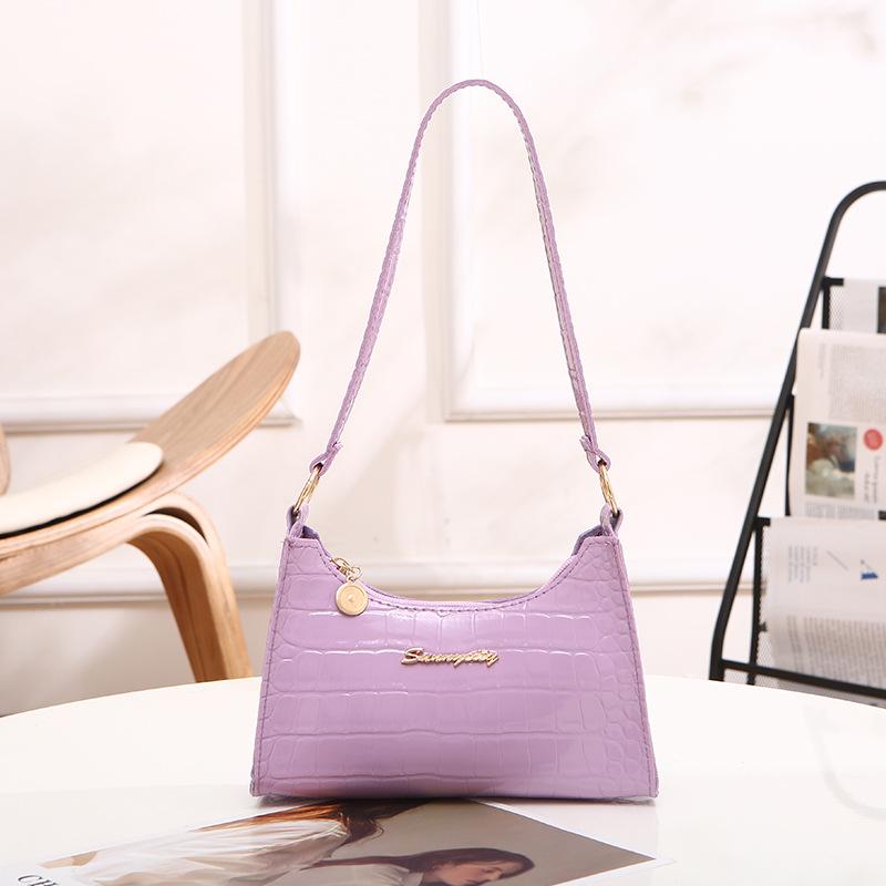 Crocodile Pattern Ladies Handbag with Letter Decoration
