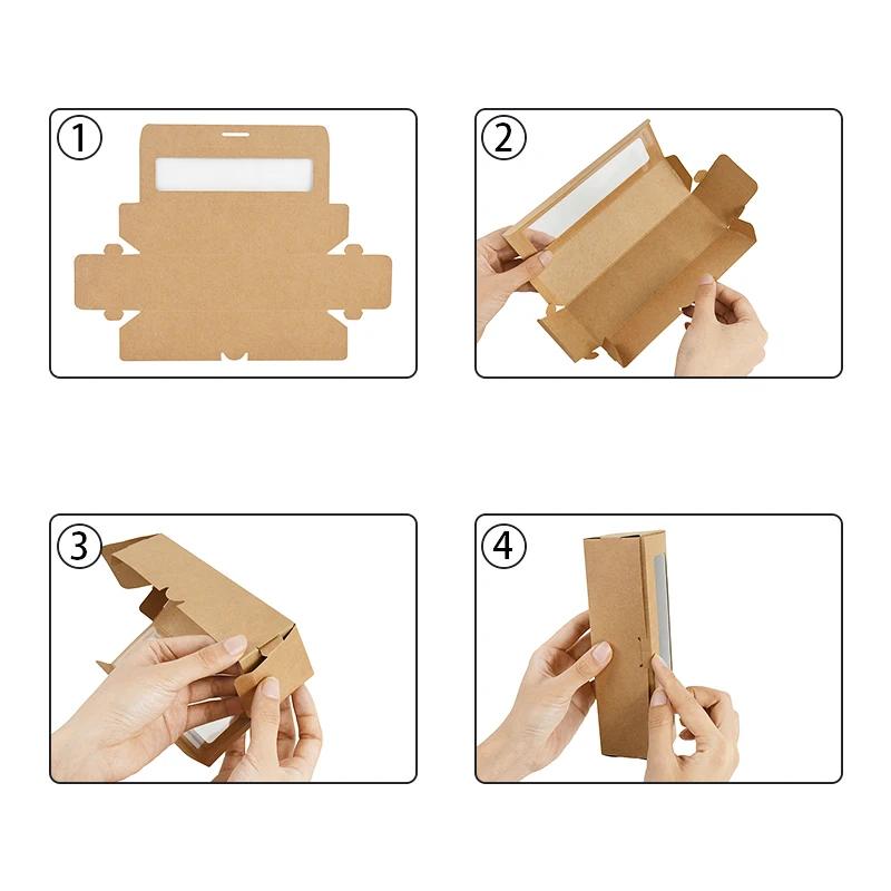 10/20pcs Macaron dessert packing box with transparent window kraft paper cupcake box cookie candy carton party supplies