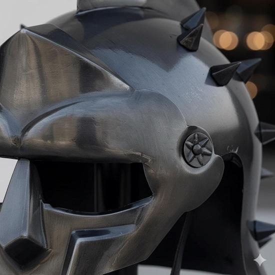 Roman Gladiator Helmet Black Handmade Steel Warrior Armor, Wearable Medieval Cosplay Helmet for Reenactment, LARP  Display