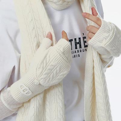 Athe Vanessabruno Bag Ivory Cable Knit Open Glove AAGV4F605IV