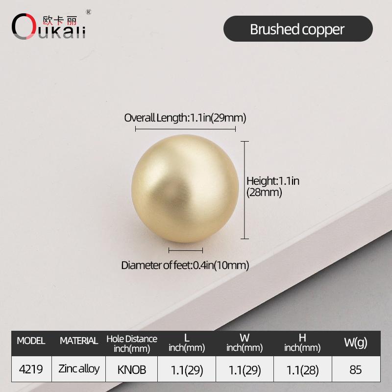 Oukali New Release Modern French Furniture Cabinet Handle Kitchen Drawer Brushed Copper Zinc Pull Handles