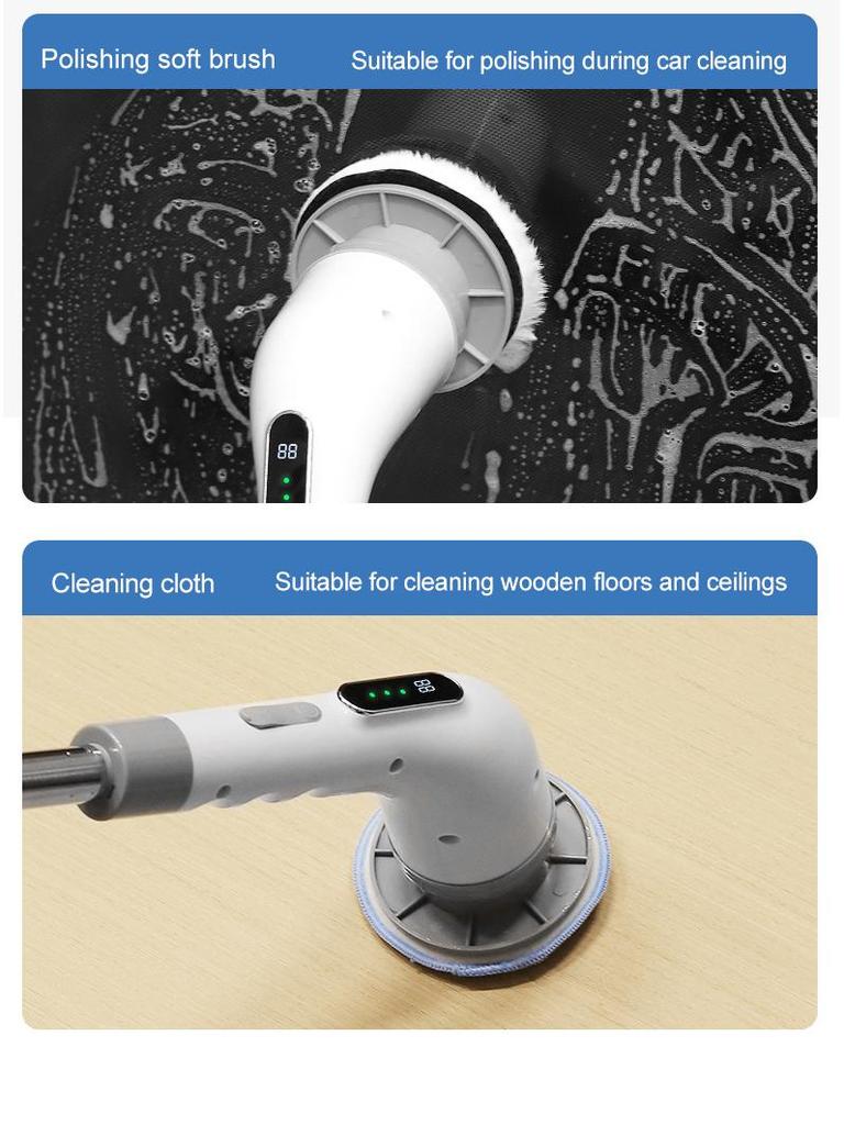 Multifunctional Electric Cleaning Brush with Long Telescopic Handle for Kitchen and Bathroom