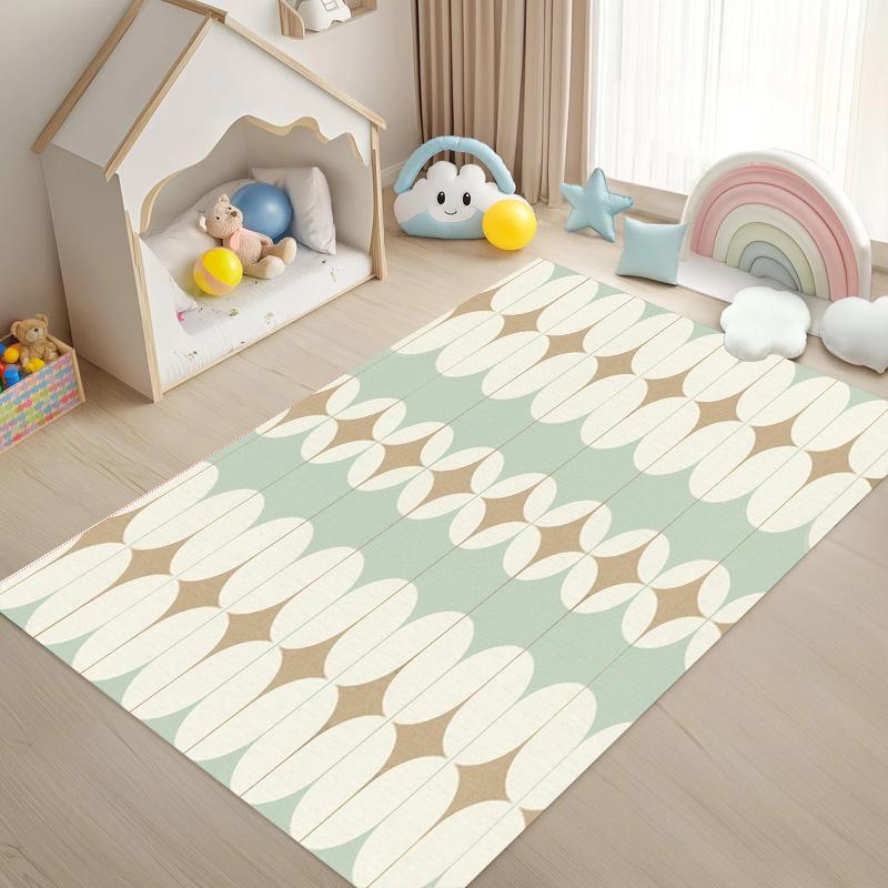

Beige Background Purple Leaf Geometric Rug Carpet Mat Non-Slip for Living Room Bedroom Retro Home Decor 40x60cm