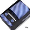 Men's Black & Wine Red Striped Plaid Tie Set with Pocket Square - Formal Wedding Gift Box