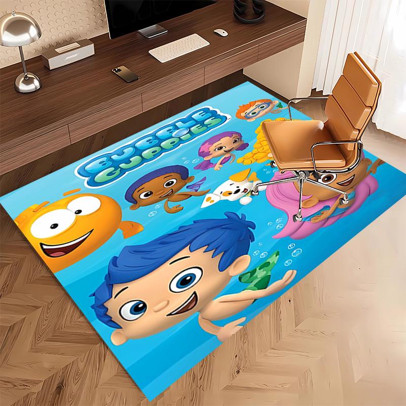 1pc Bubble Guppies Print Area Rug - Soft, Washable Non-Slip Indoor Mat, Living Room, Home Office Decorative Rug,Office Decorative