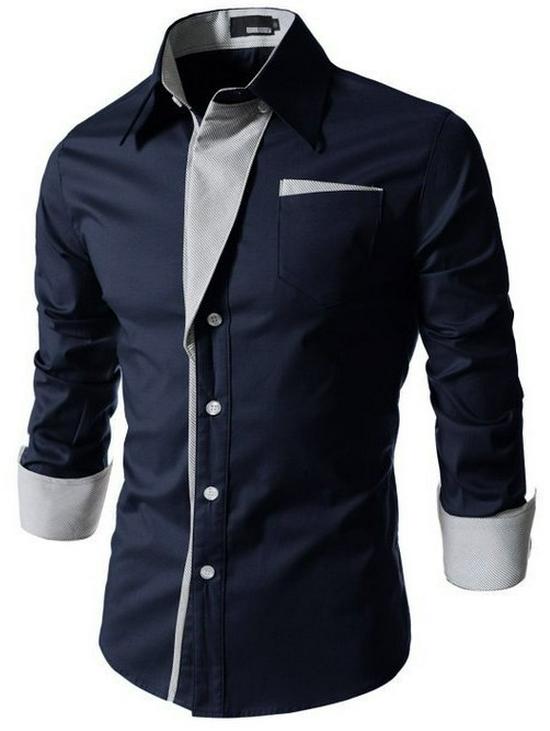 2021 Spring/Summer Men's Korean Style Striped Color Block Long Sleeve Shirt
