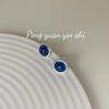 S925 Sterling Silver Deep Blue Zircon Earrings - Elegant, Light Luxury, Versatile, Korean Minimalist Style for Girls