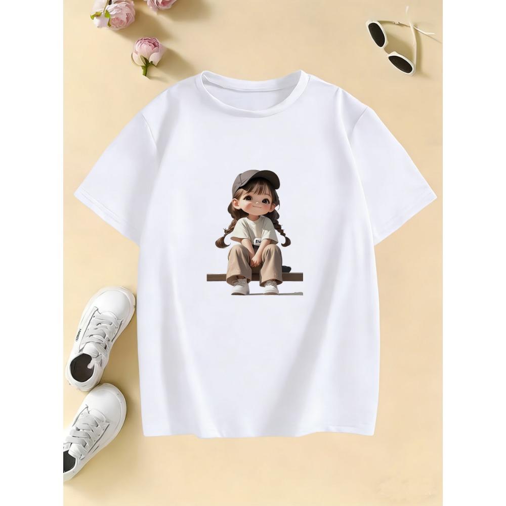 

Japanese Style Flower with Cat Design T Shirts Manga Kids Children s T-shirt Boys Girls Summer Spring Casual Top Tee 160